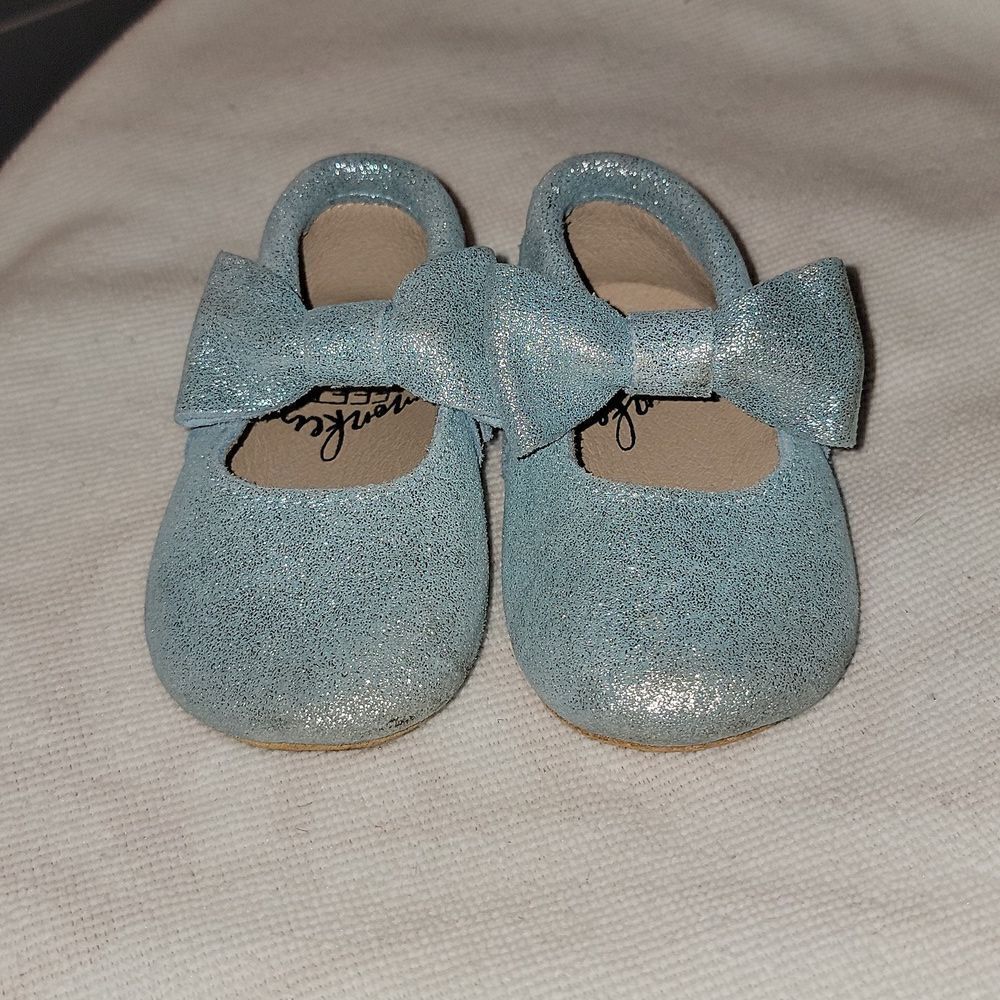 MONKEY FEET Bow & Tassles Leather Soft Sole Leather Moccasins Shoes 6-12 Month